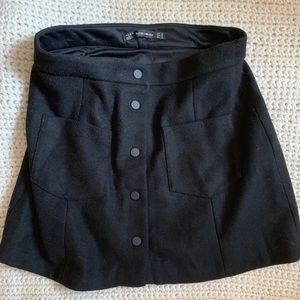 Black wool mini skirt